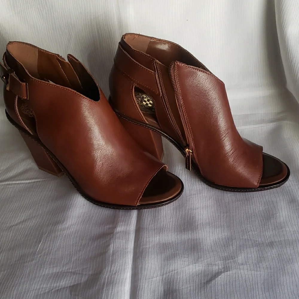 Vince Camuto Tan Open-Toe Heeled Boots - Picture 2 of 9